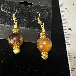New handmade TigerEye drop earrings